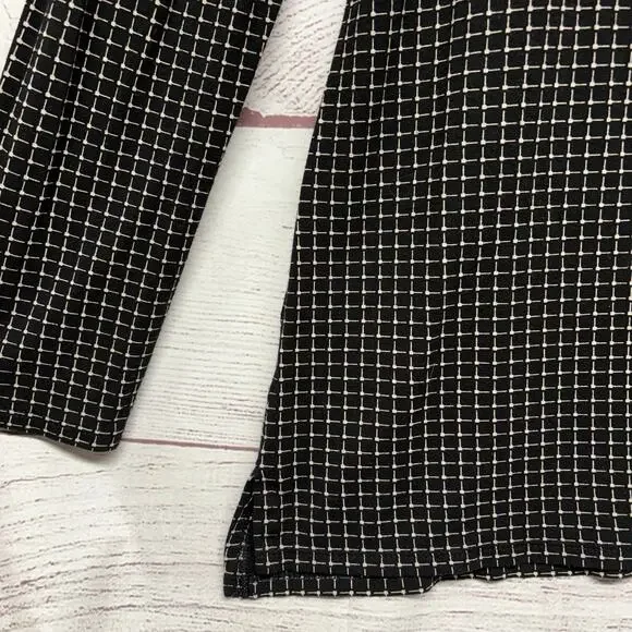 J Jill Wearever Black Grid Print Top Tunic Blouse Shirt Size L - Picture 4 of 10